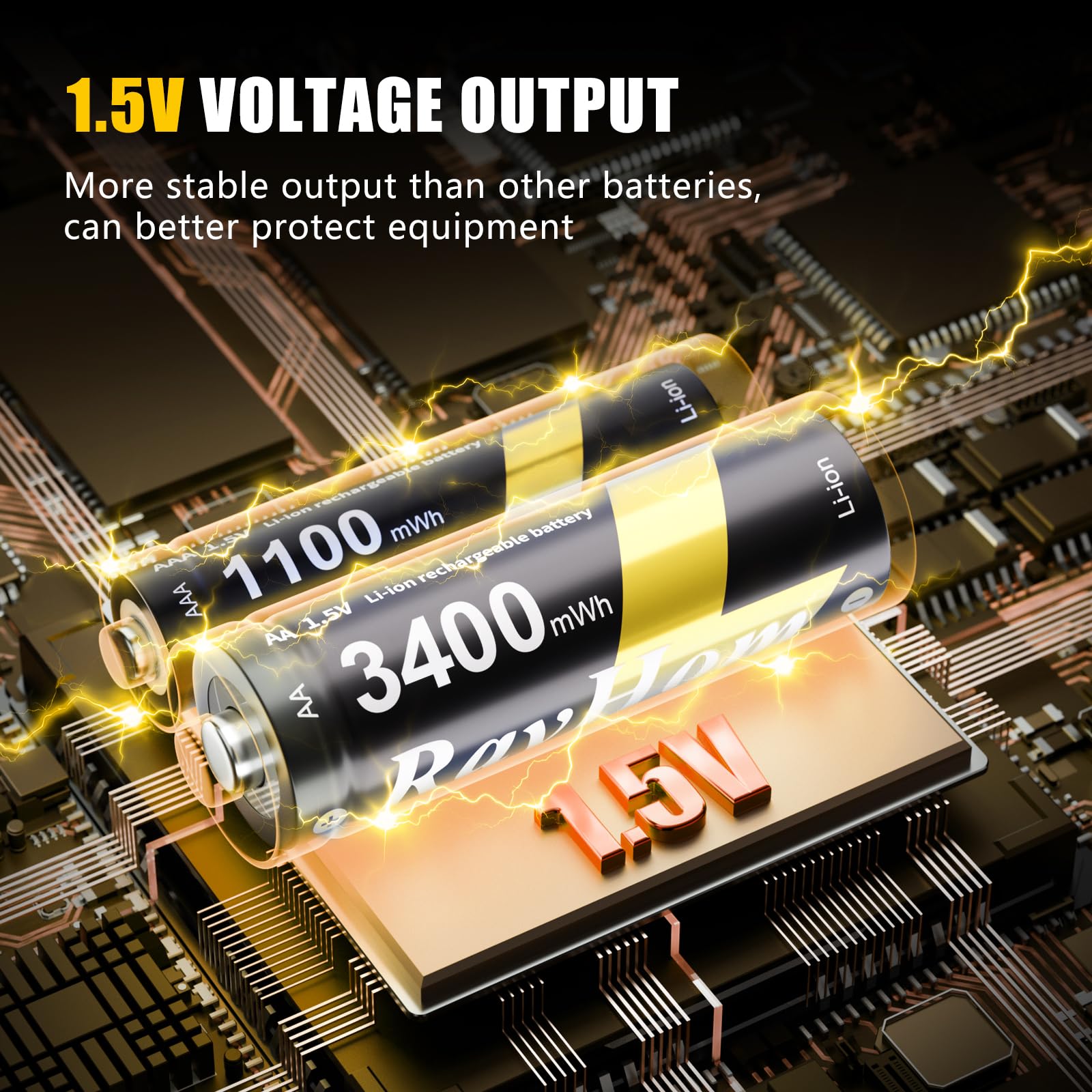 RayHom AAA battery close detail showing compact design and stable power
