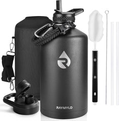 RAYMYLO front view showing 128 oz bottle and powder-coat finish for lasting grip