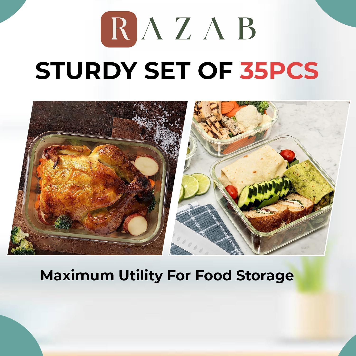 razab rectangular container packed lunch illustrating leak-free transport