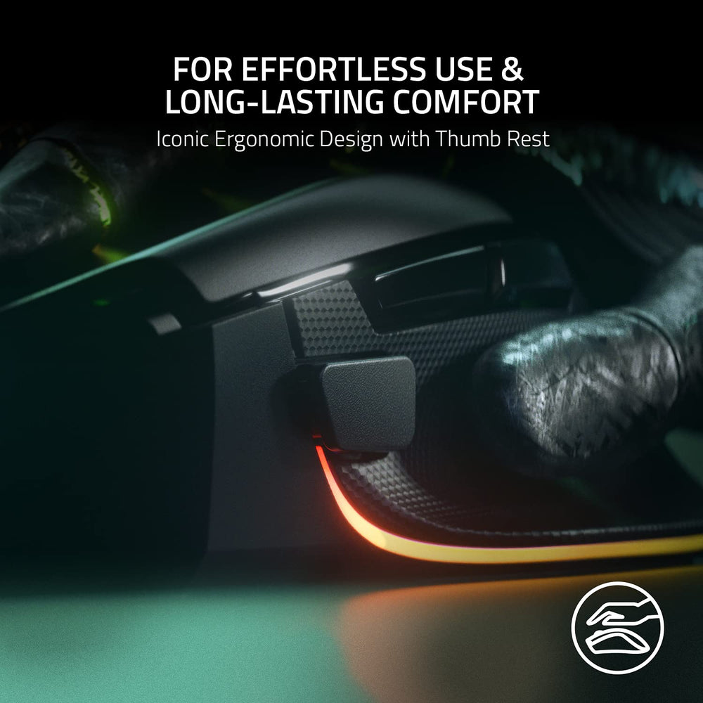 Razer Basilisk V3 side view of thumb rest providing improved grip and reduced fatigue
