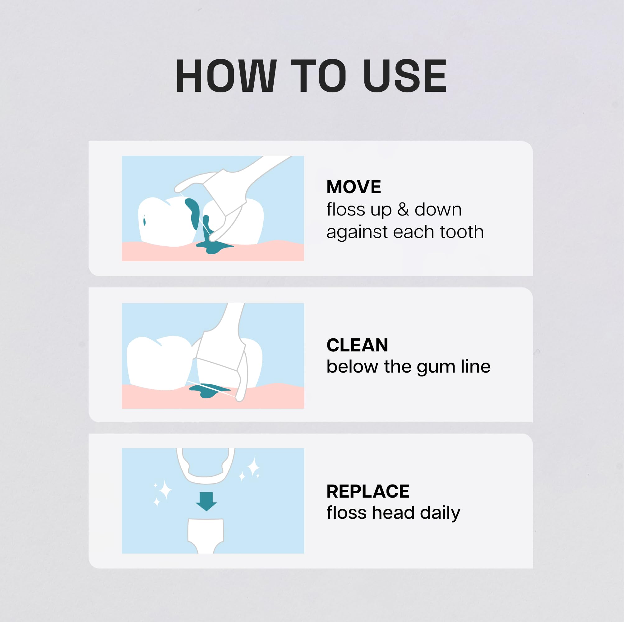 REACH refill heads on bathroom counter in daily oral care setting