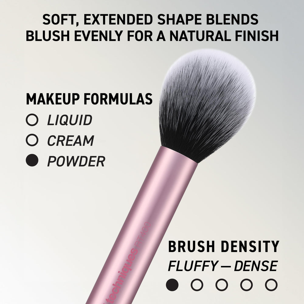 Real Techniques expert face brush in use blending liquid foundation smoothly