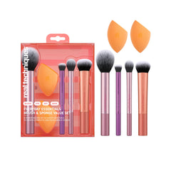 Real Techniques front packaging showcasing the six-piece vegan kit and benefits