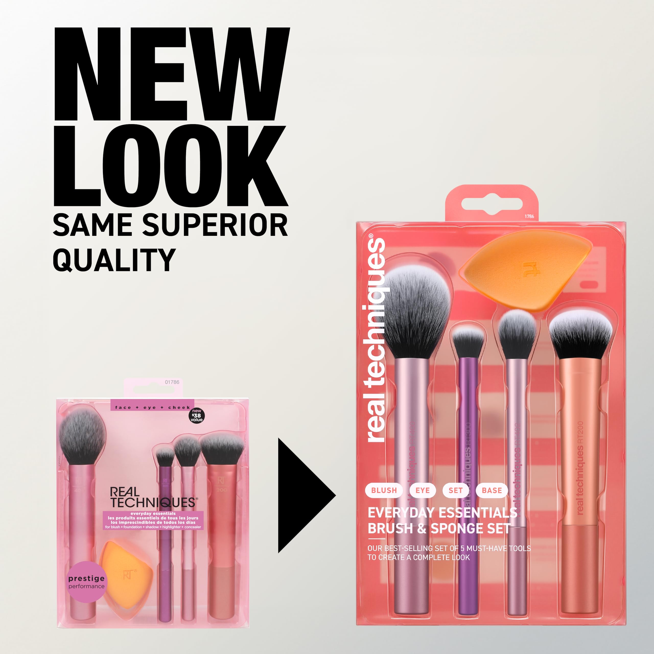 Real Techniques brushes shown in hand for scale and ergonomic comfort benefit