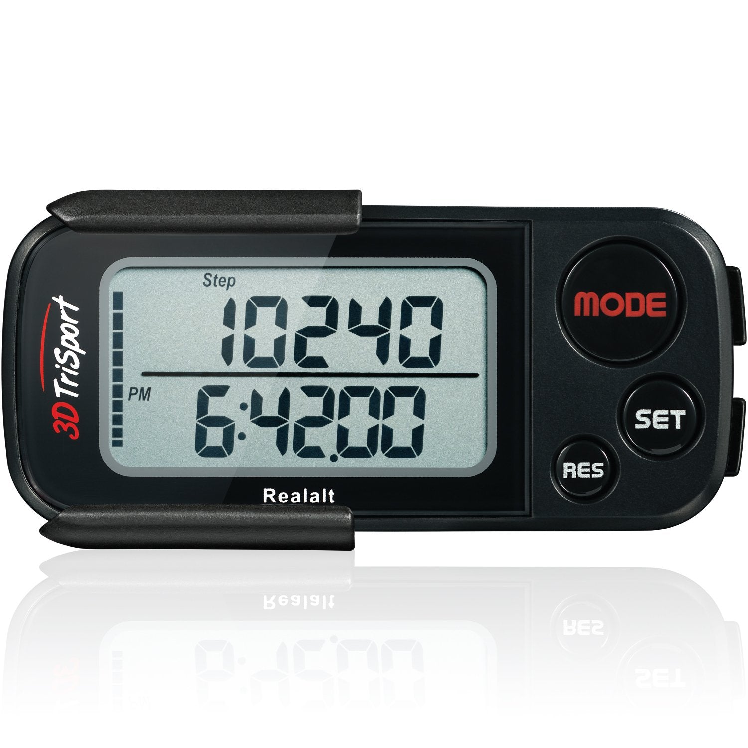 Realalt front display showing steps and distance for quick progress