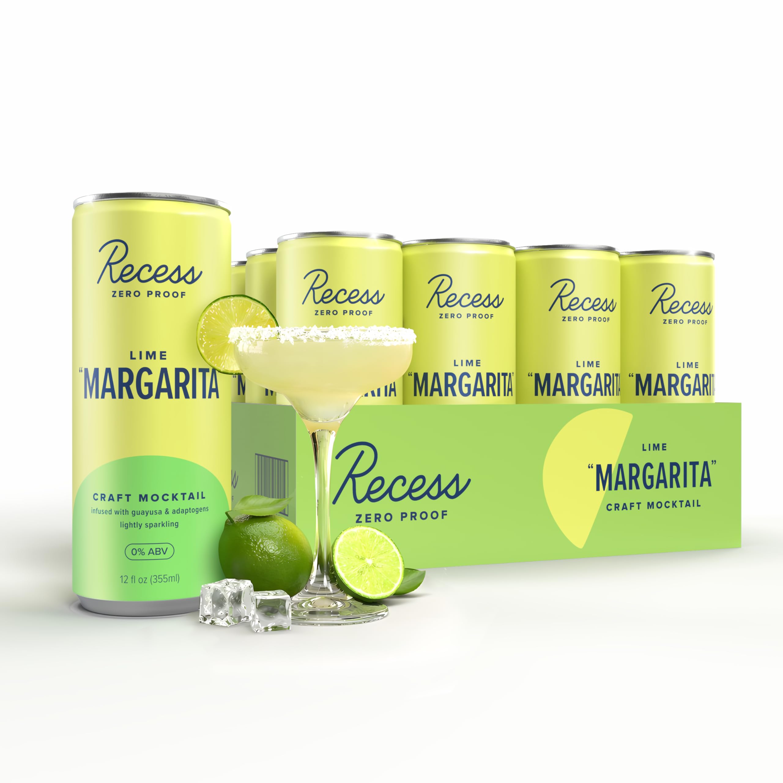 Recess lime margarita front packaging showing 12-pack, refreshing party option