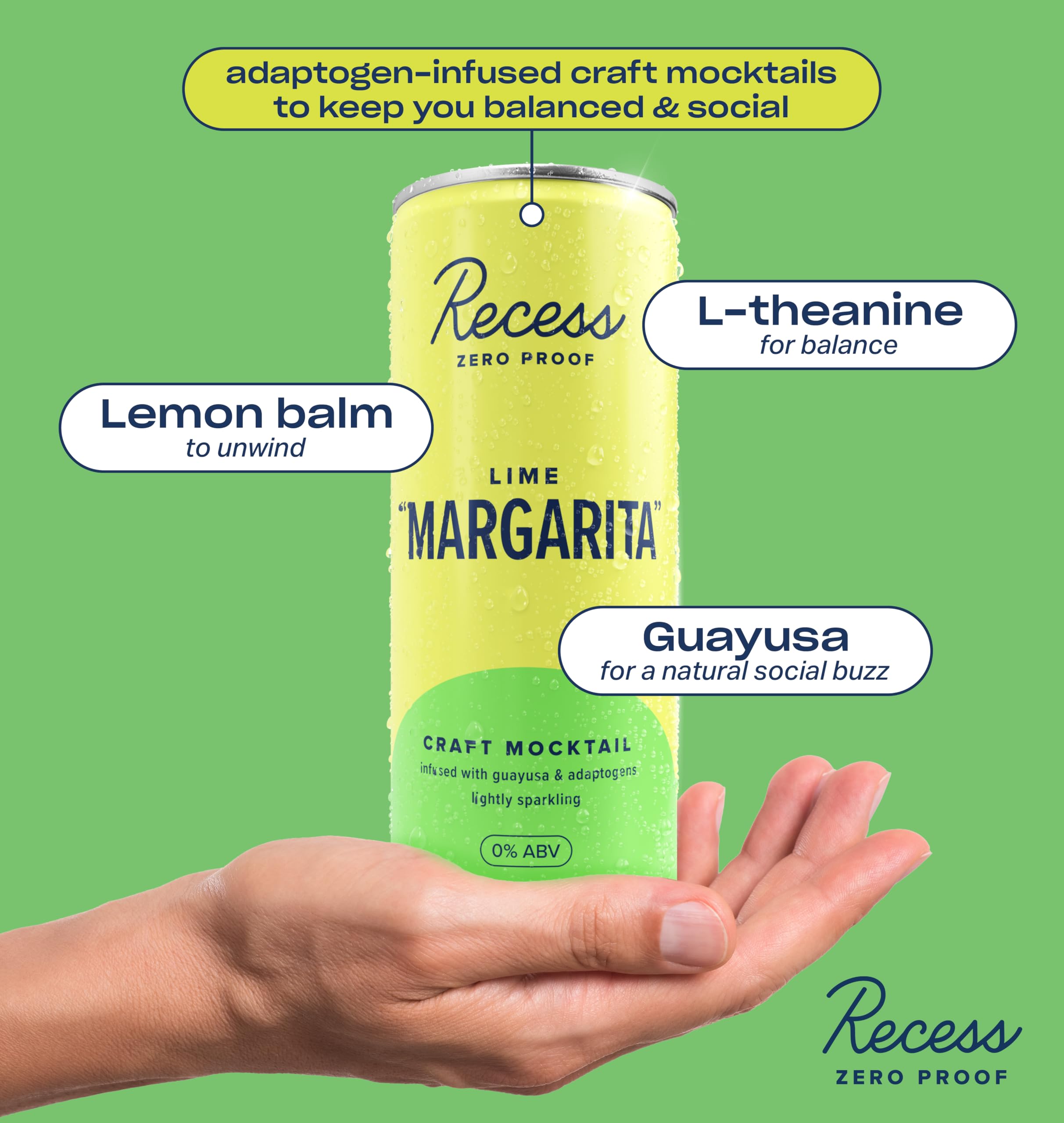 Recess lime margarita handheld at party illustrating alcohol-free socializing