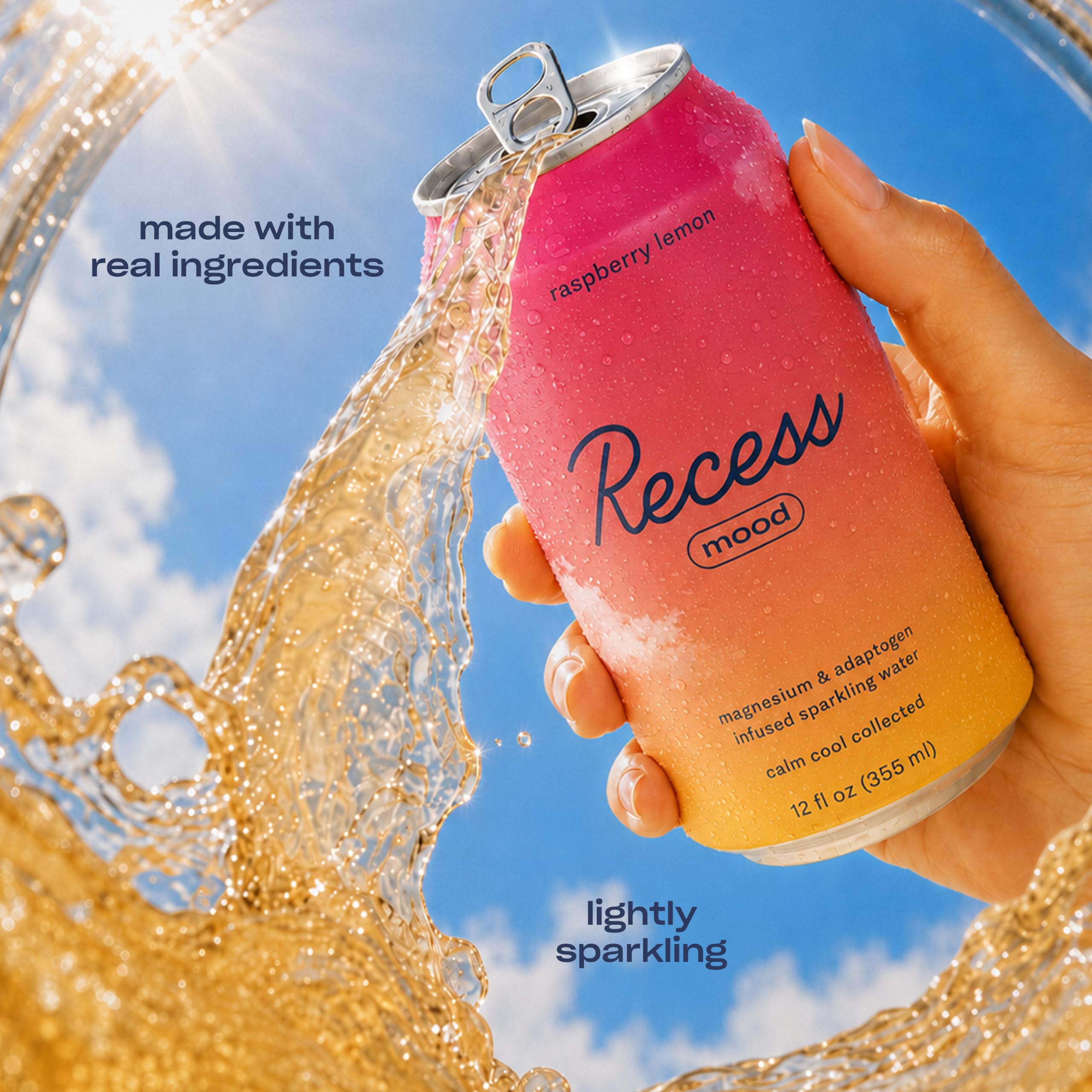 Recess Grapefruit Tangerine styled on countertop for relaxed social scene benefit