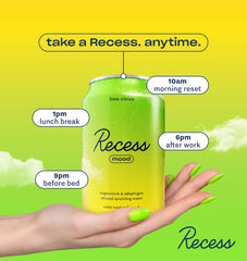 Recess Lime Citrus poured into glass with ice showing refreshing finish benefit