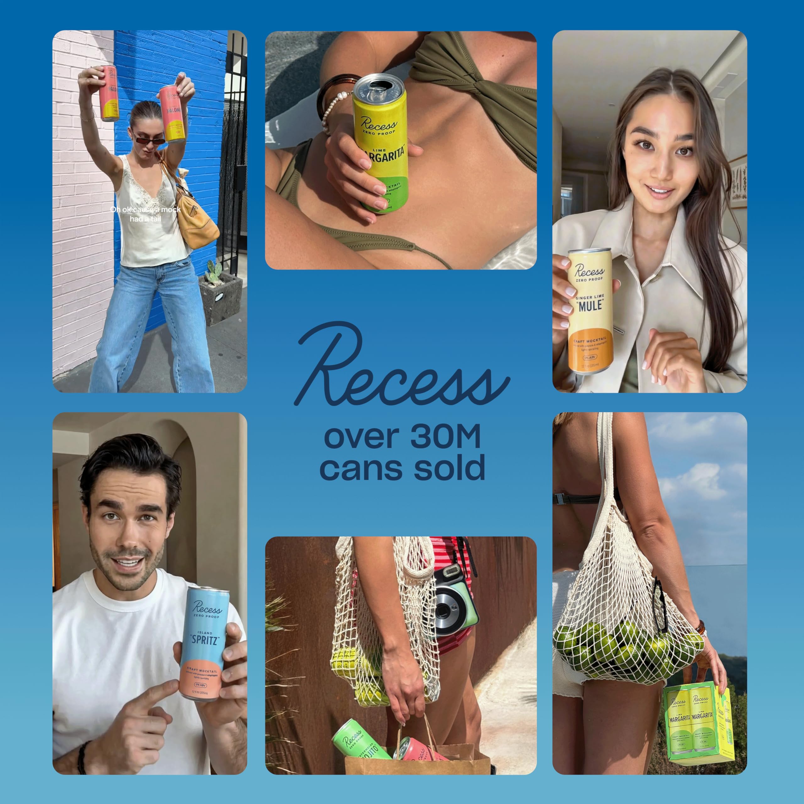 Recess bottles in hand for scale demonstrating compact 12-pack convenience