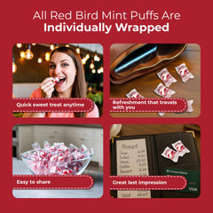 Red Bird close-up of soft peppermint puff texture emphasizing melt-away feel