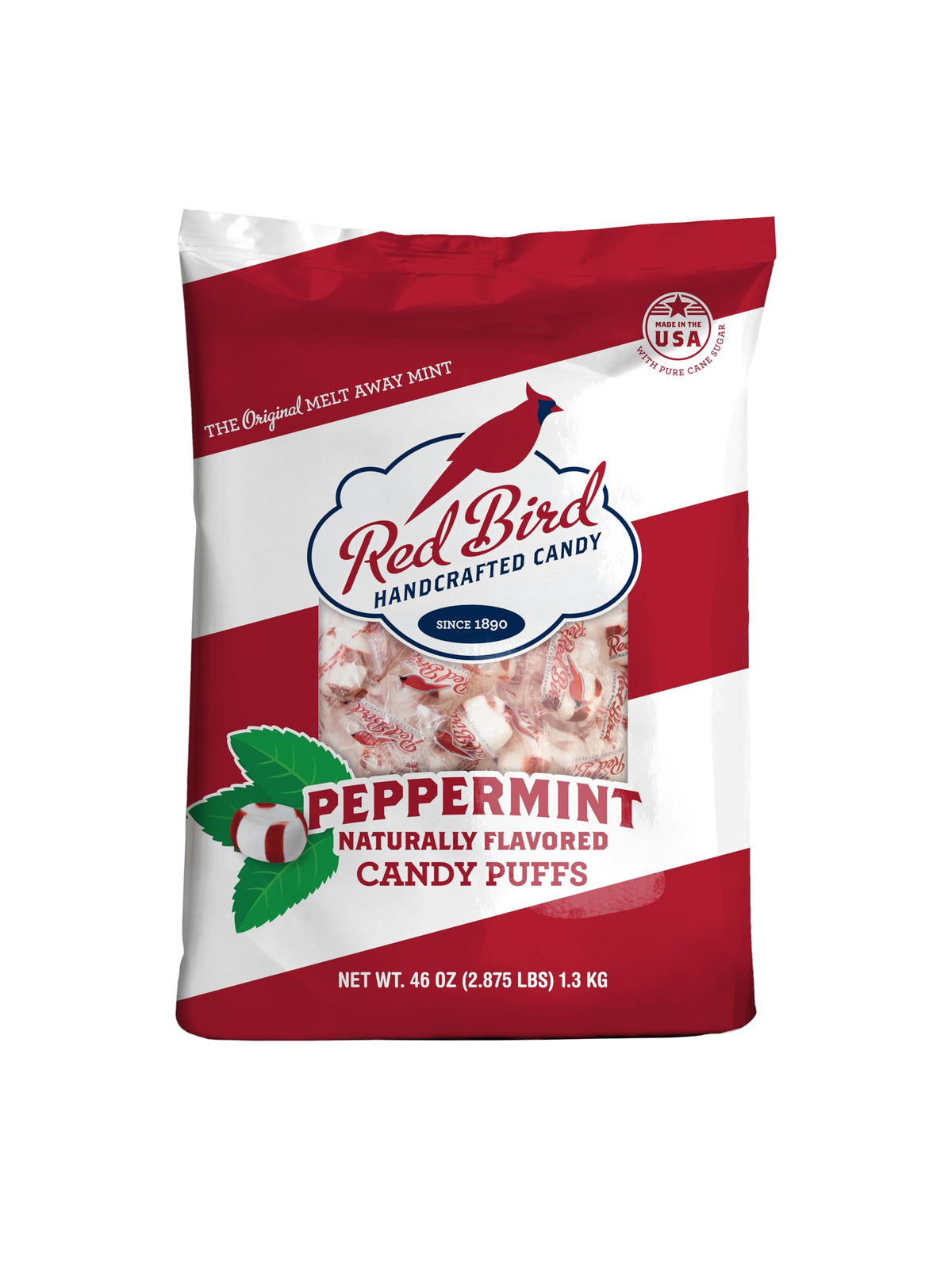 Red Bird front of bag showing 46 oz pack and branding for easy purchasing