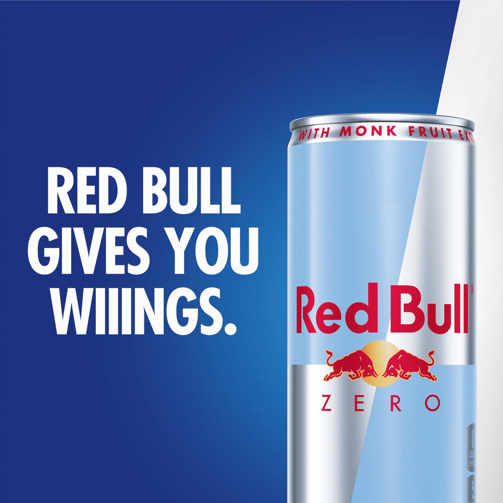 red bull Total Zero ingredients label close-up showing caffeine and vitamins transparency benefit