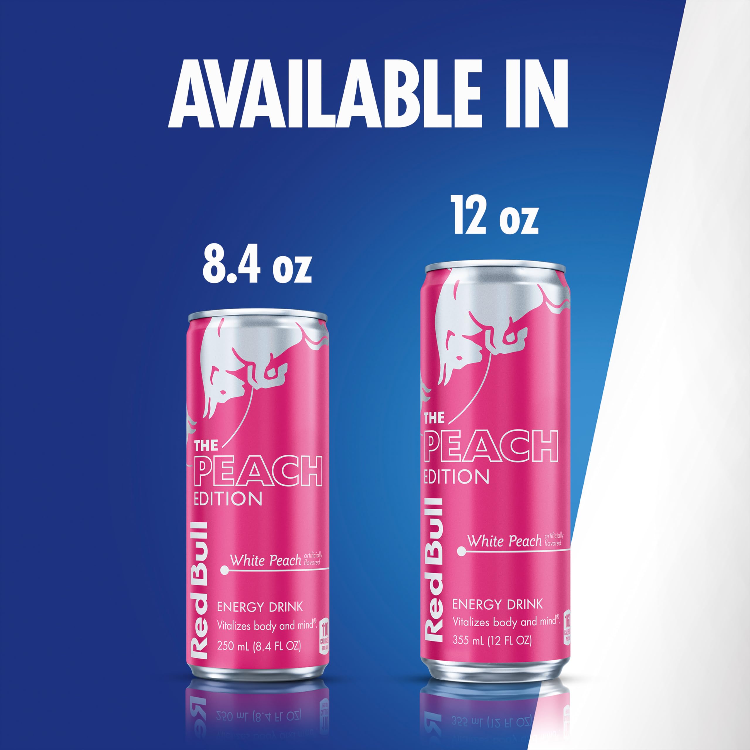 Four-pack box of Red Bull White Peach ready for stocking and sharing convenience