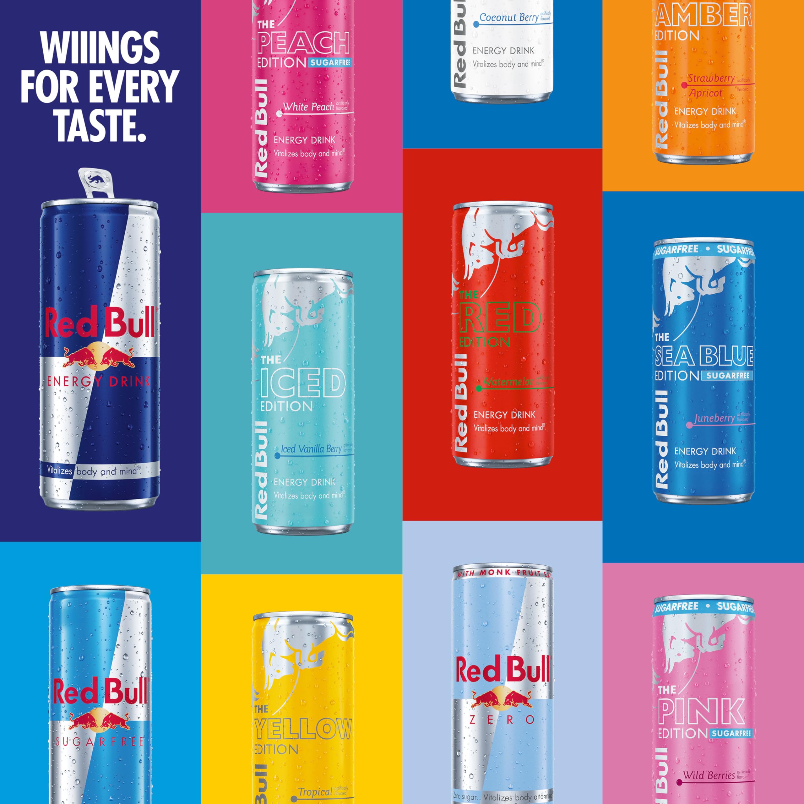 Red Bull White Peach mocktail served with fruit garnish for versatile mixing
