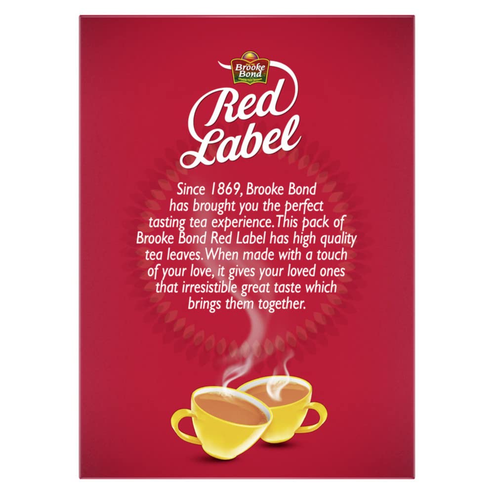 RED LABEL steaming cup of brewed tea highlighting comforting warmth