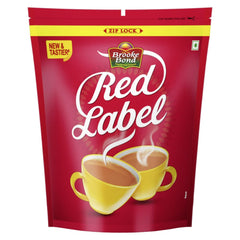 RED LABEL Brooke Bond front packaging showing bag and brand benefits