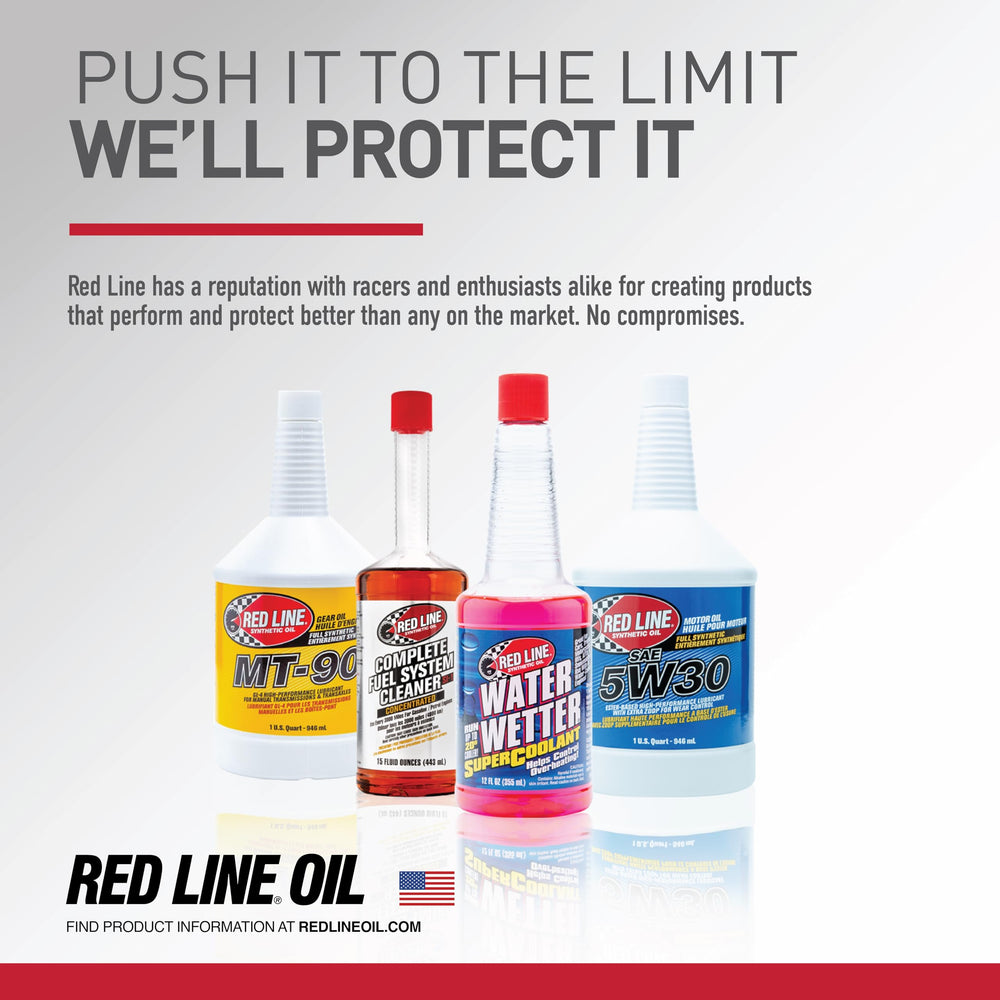 Red Line bottle in car trunk highlighting convenient spare storage
