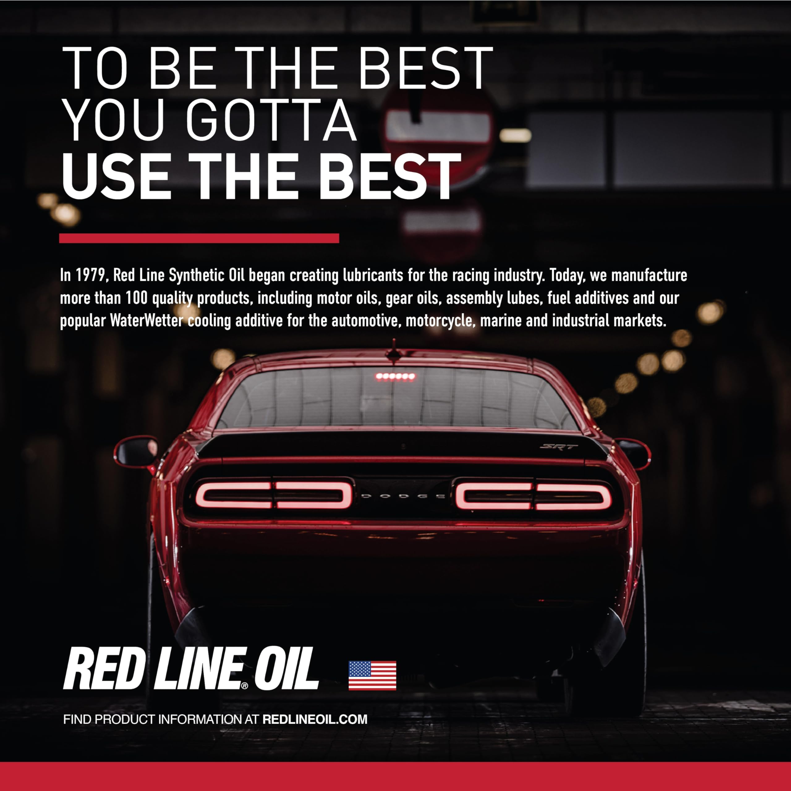 Red Line bottle beside fuel nozzle showing pre-fill addition method
