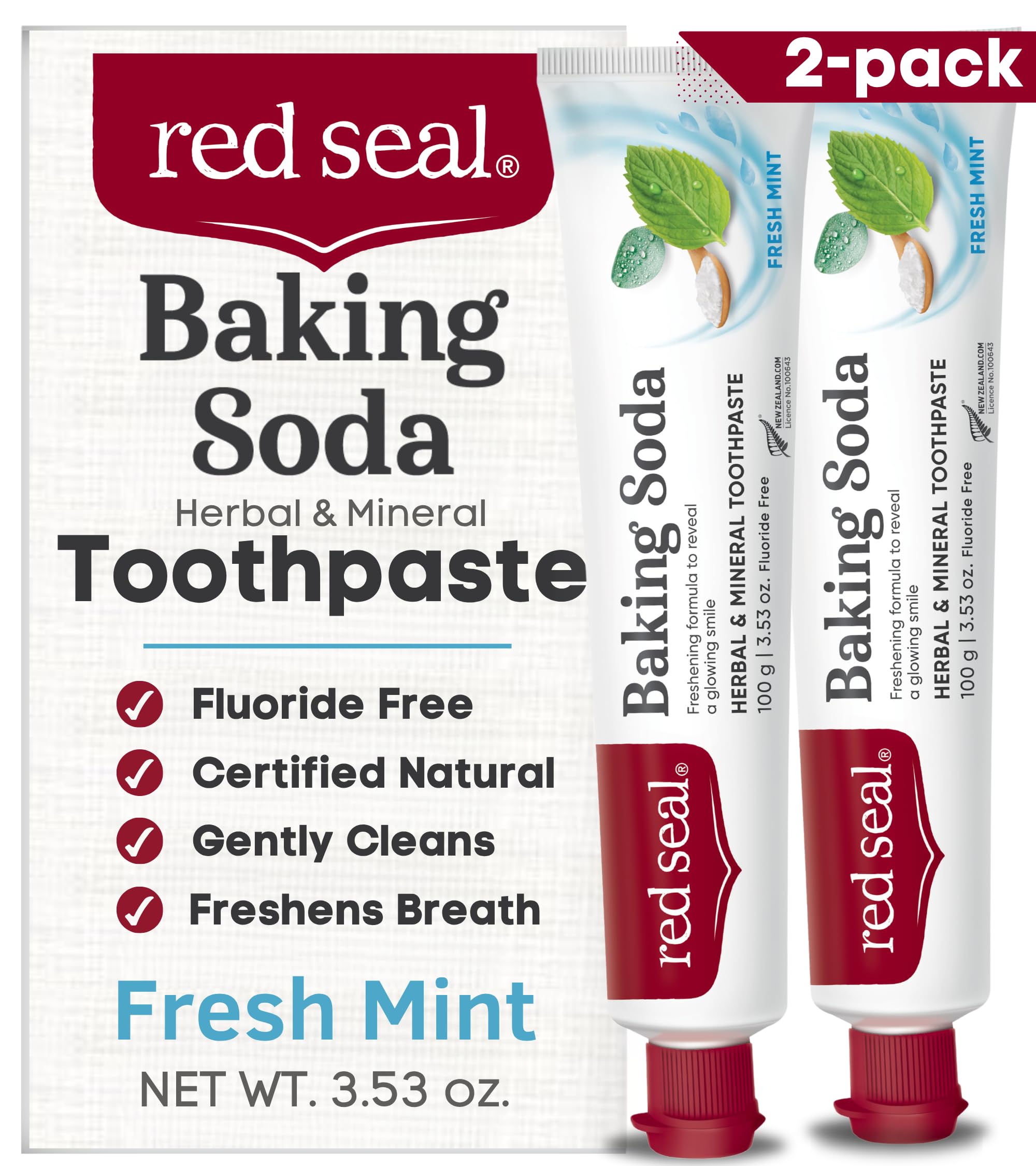 Red Seal front tube showing label and mint benefit