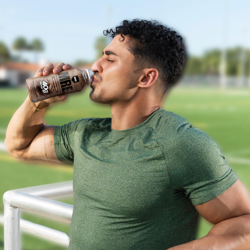 REDCON1 bottle in gym bag illustrating on-the-go protein convenience