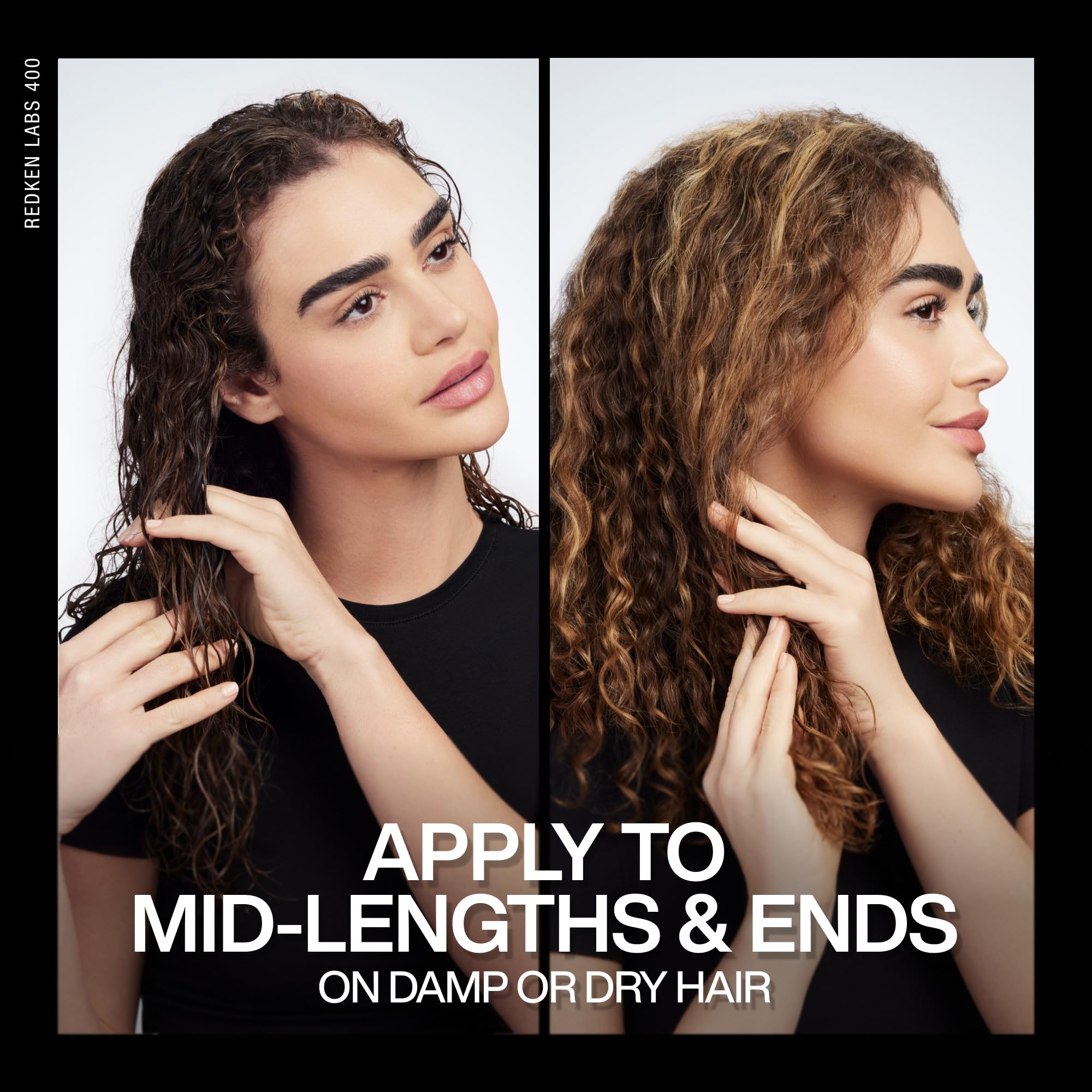 Redken before-and-after ends comparison showing reduced split ends and smoothness