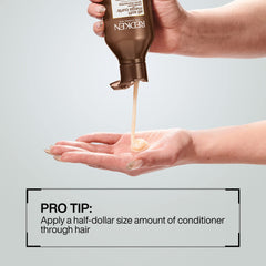 Redken texture swirl of conditioner showcasing creamy consistency for intense hydration benefit