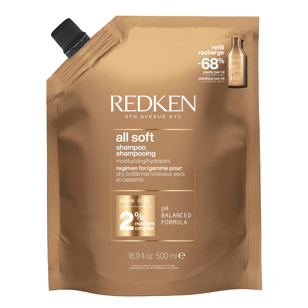 Redken refill front packaging showing brand and eco benefit
