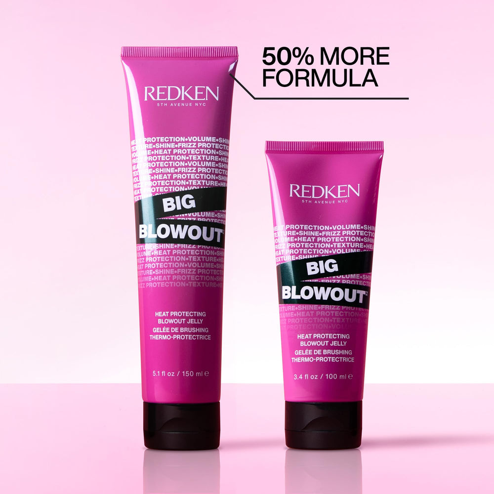 Redken Big Blowout blowdry before and after showing lifted volume