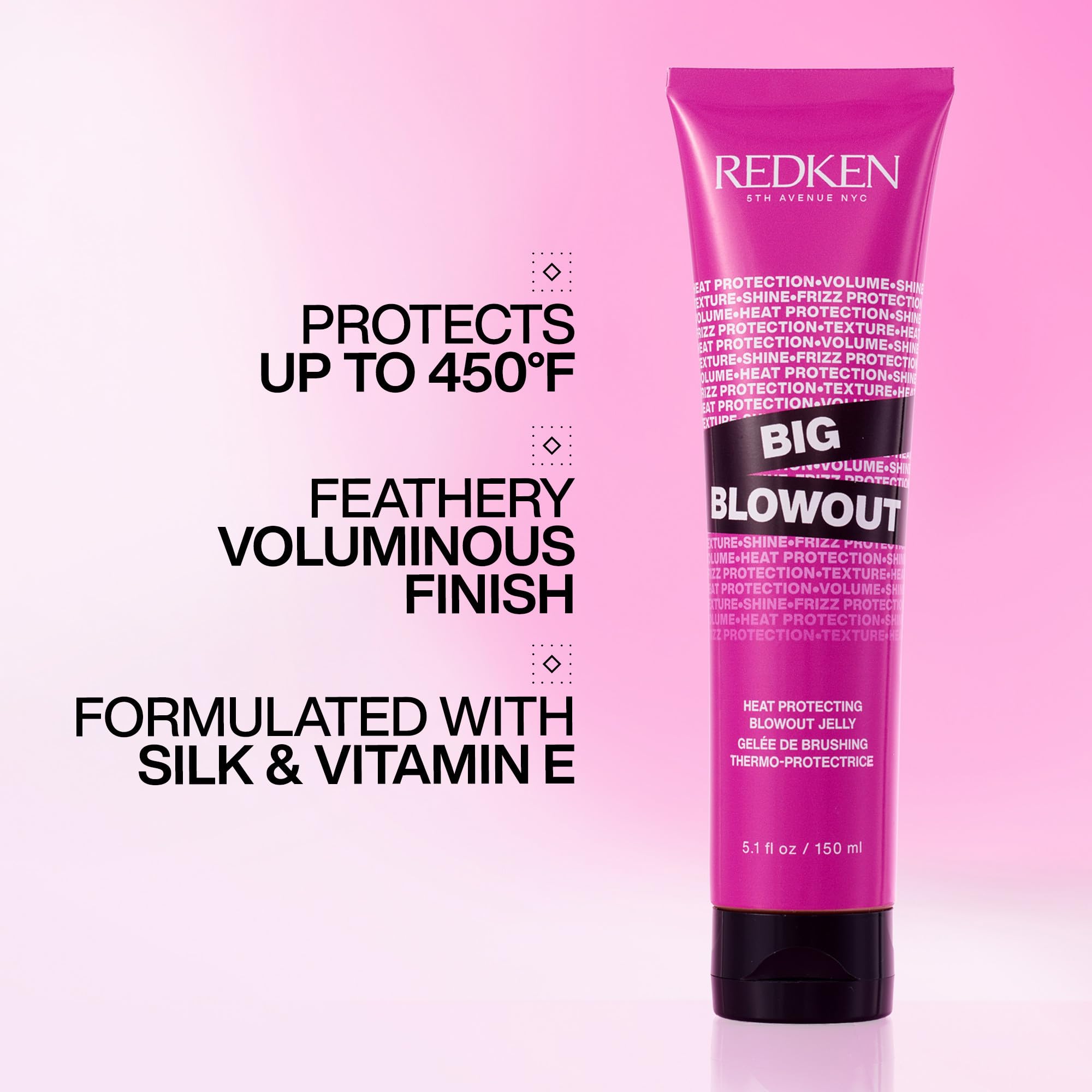 Redken Big Blowout pump nozzle detail for easy, controlled dispensing