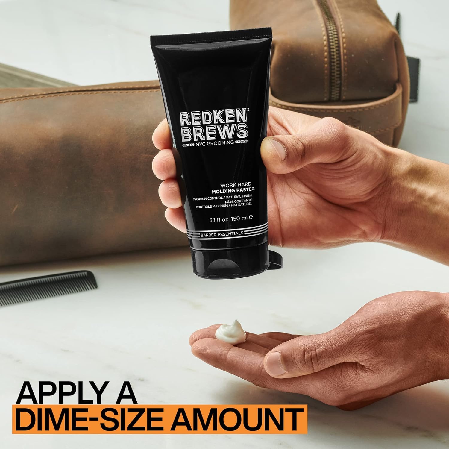 Redken Brews lifestyle vanity shot showing product integrated into grooming routine