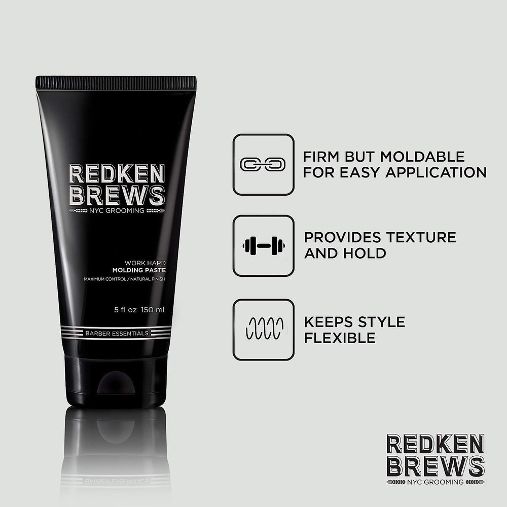 Redken Brews styled hair close-up showing matte texture and defined separation
