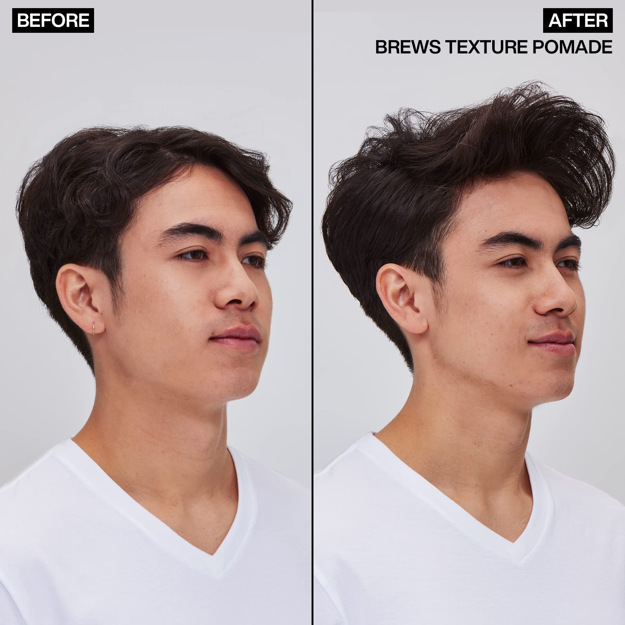 Redken Brews applied in hands ready to style hair for control