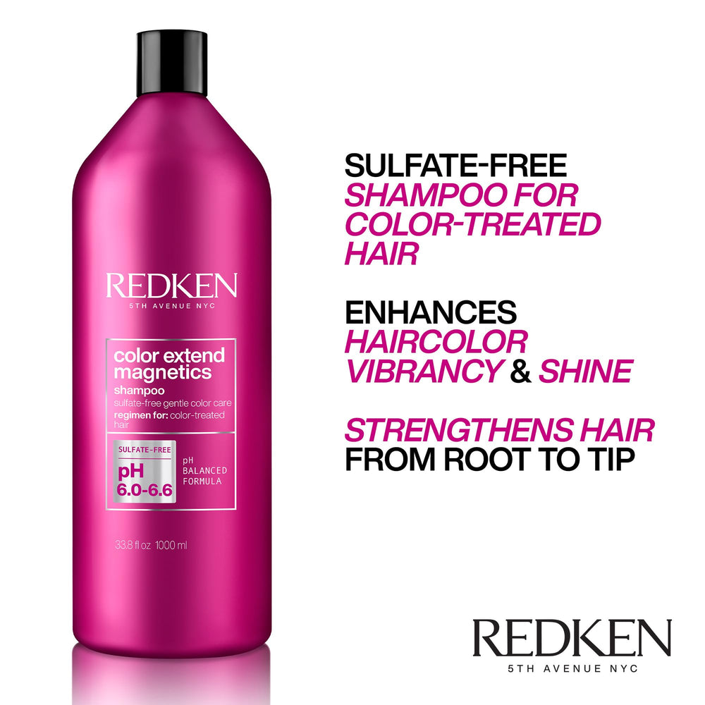 Redken shampoo being dispensed showing rich lather and gentle cleanse