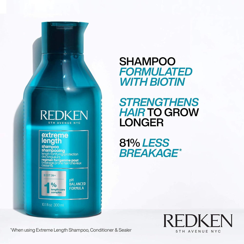 Rich lather from Redken Extreme Length shampoo demonstrating gentle cleansing benefit