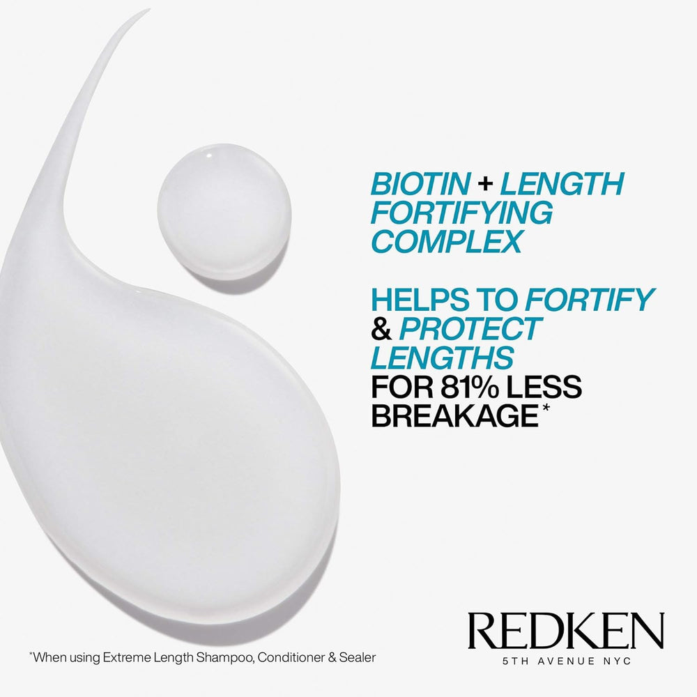 Redken Extreme Length next to common items showing 33.8 fl oz size advantage