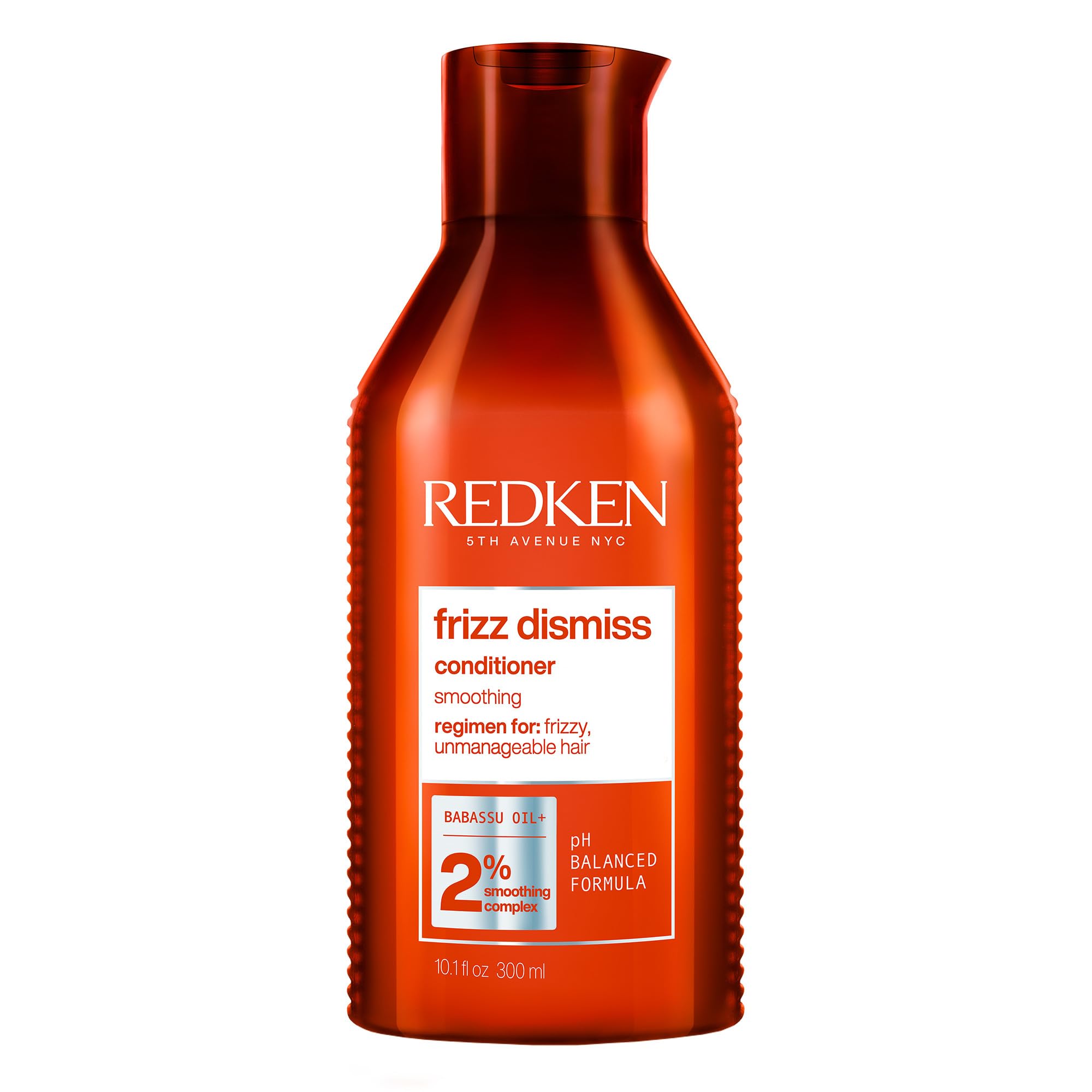Redken Frizz Dismiss front packaging showing bottle and branding for easy identification and trust
