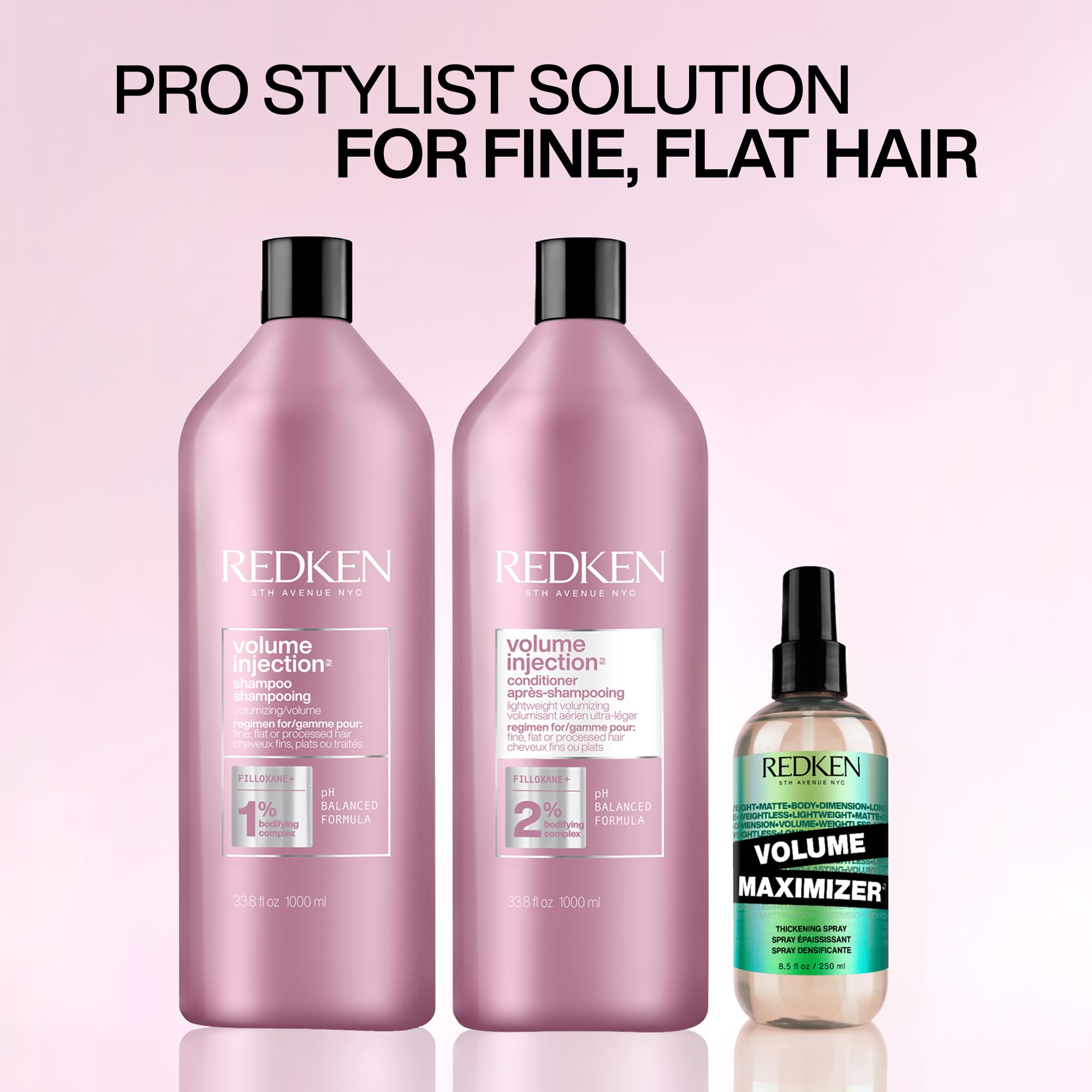 Redken label close-up with Filloxane and bodifying complex ingredient visibility
