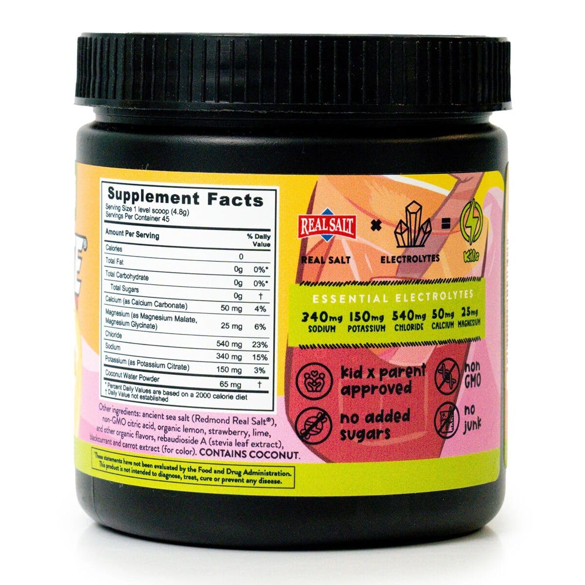 REDMOND close-up of Re-Lyte Kids powder texture highlighting natural ingredients