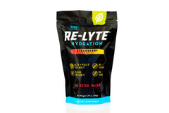 REDMOND front packaging of Re-Lyte strawberry lemonade showing serving count and benefits