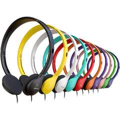 Redskypower front packaging showing 10 colorful sealed headphones and bulk set benefit