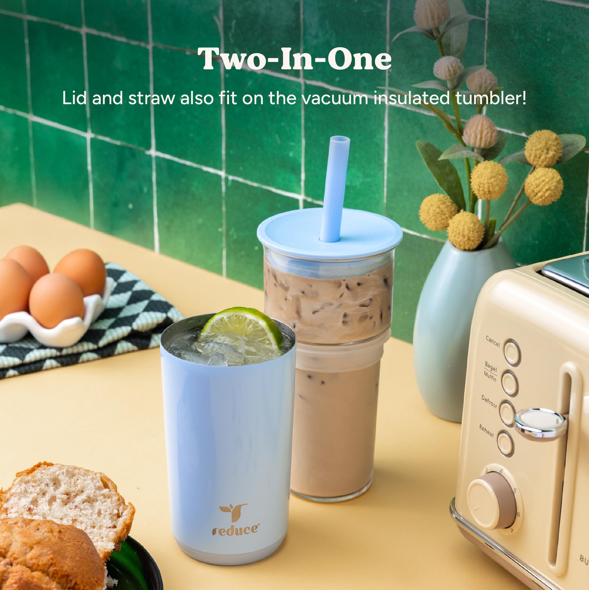 REDUCE Aspen extra-wide straw close-up, enables boba and thick smoothie sipping