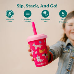 REDUCE GoGo's close-up of lid and spill-resistant straw for cleaner drinking