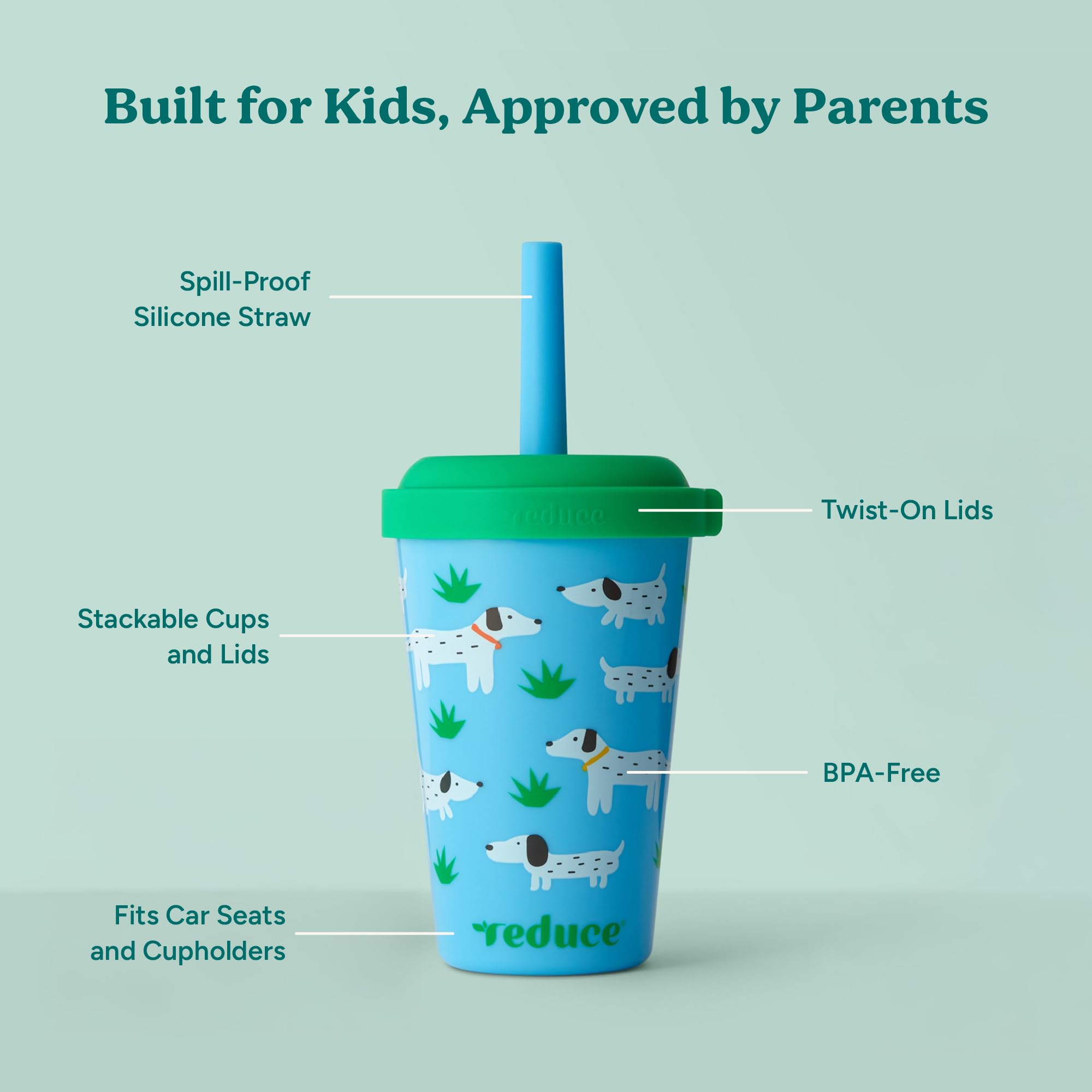 REDUCE GoGo's cup in car cupholder showing travel-friendly stability