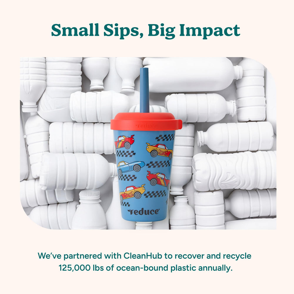 REDUCE lifestyle image child drinking from tumbler reducing mess