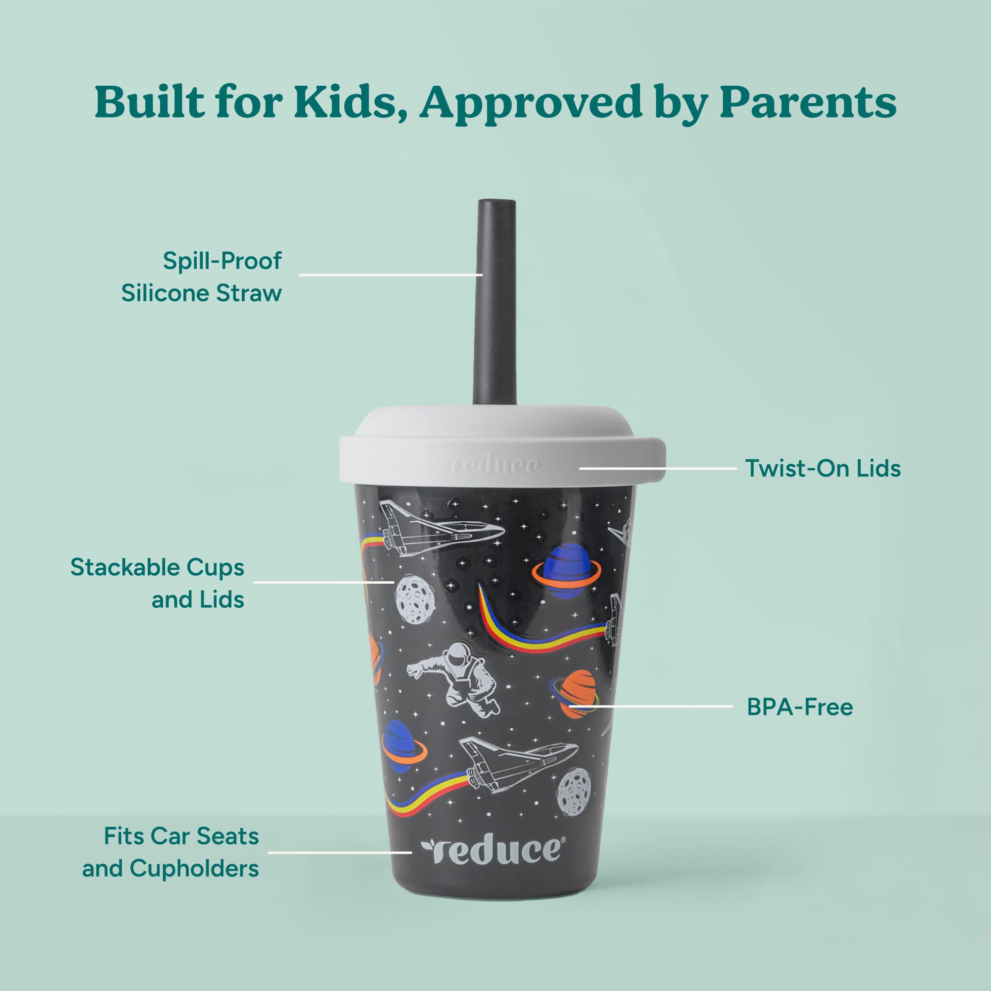 REDUCE side view stacked tumblers saving cabinet space and organizing