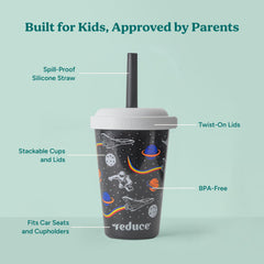 REDUCE side view stacked tumblers saving cabinet space and organizing