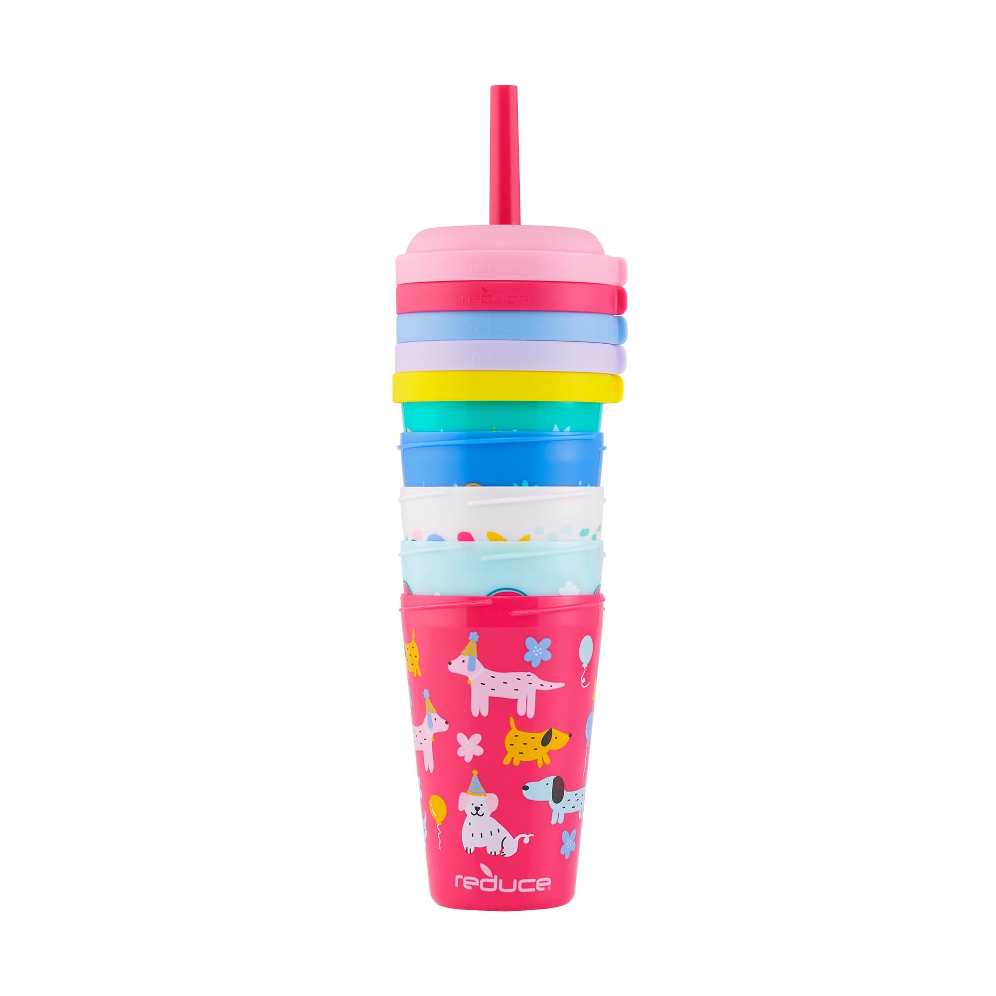 REDUCE tumblers stacked to highlight space-saving nesting benefit