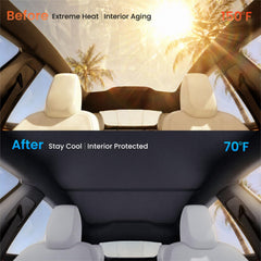 REEVAA close-up of fabric texture matching Tesla headliner for seamless appearance