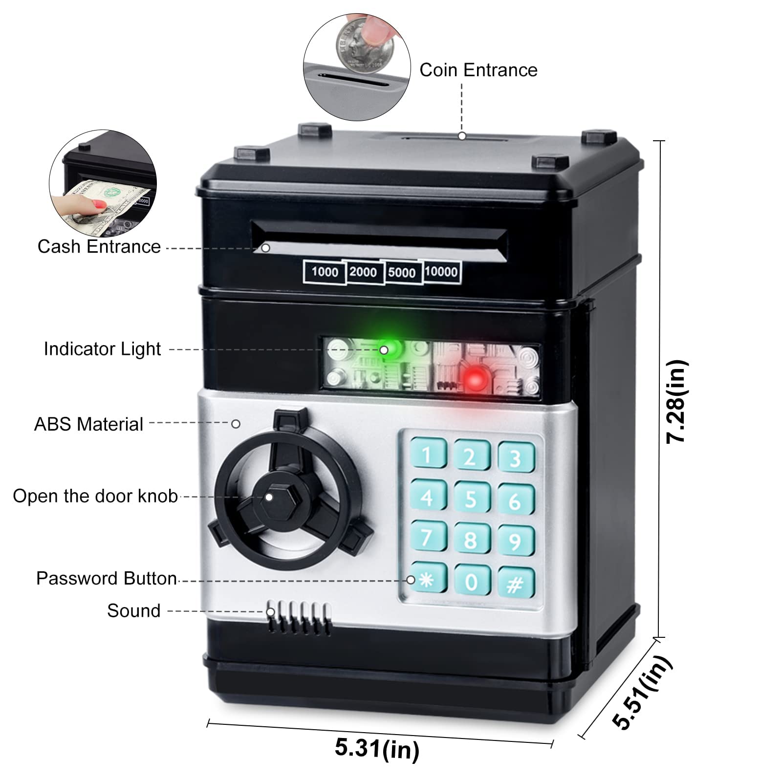 Refasy automatic note roller pulling bill into slot demonstrating easy deposit benefit